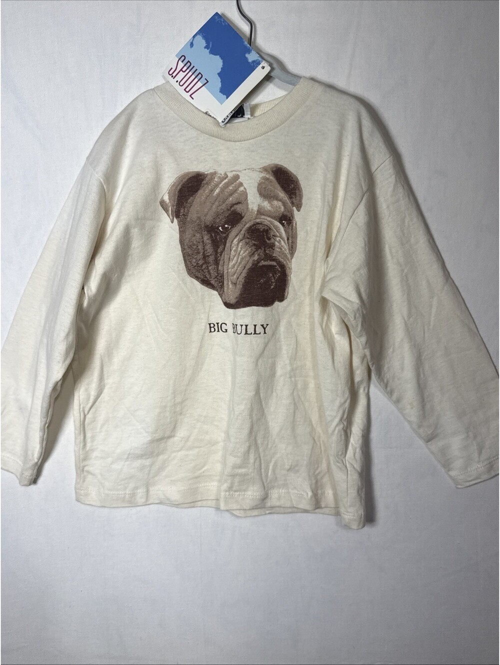 NWT Vintage Spudz Big Bully Long Sleeve Shirt Off White Cream Kids Size 7